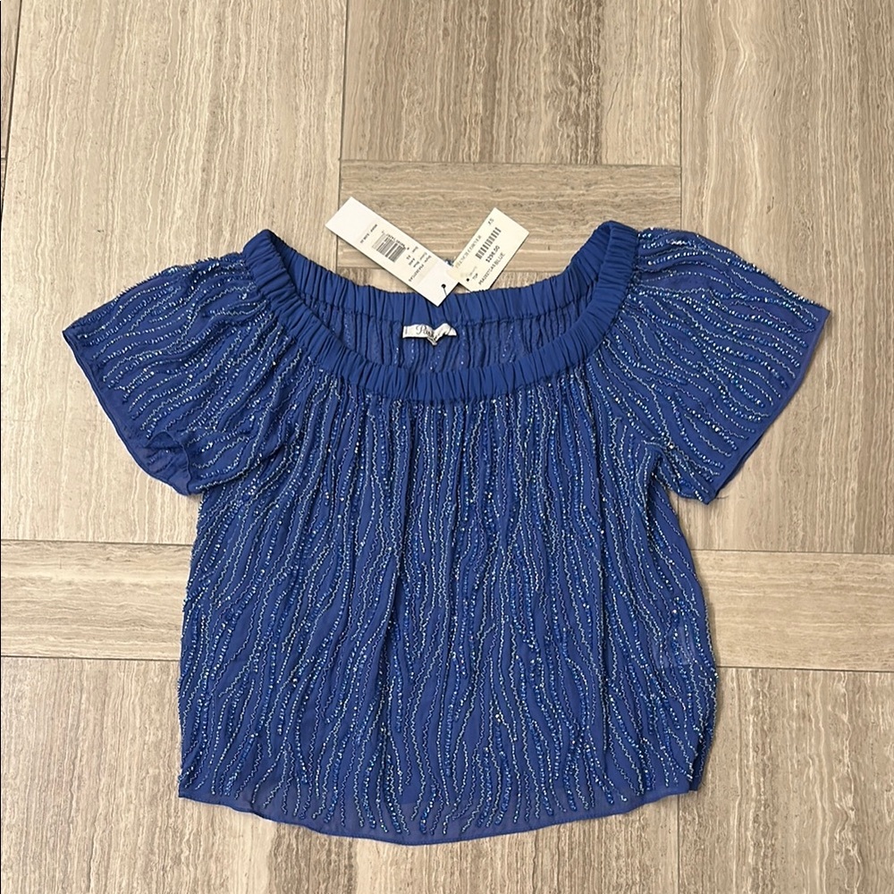 NWT Parker blue beaded top size XS